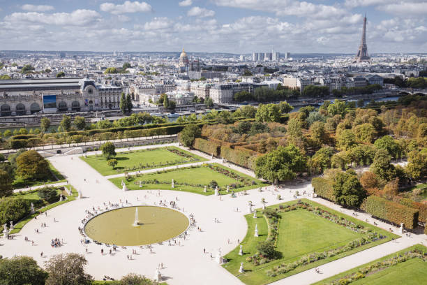 Jardin des Tuileries - summer in Paris, France stock photo