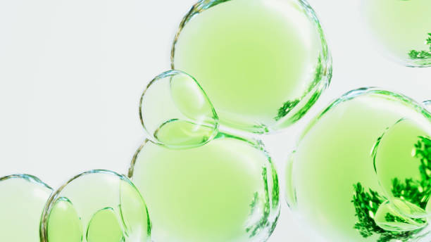 istock beautiful glossy 3d rendering foam background, abstract image of environment concept green 1485115799
