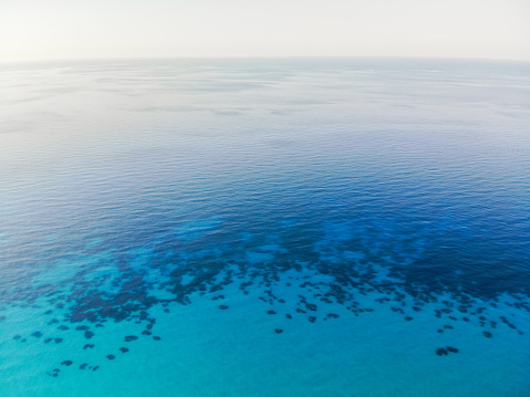 Aerial view of the sea in Lefkada, Greece. Taken with drone.