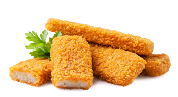 istock Nuggets with parsley leaves close-up on a white background. Isolated 1485118175