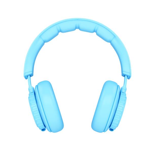 istock 3D Rendering Blue headphones isolated on white background 1485119751