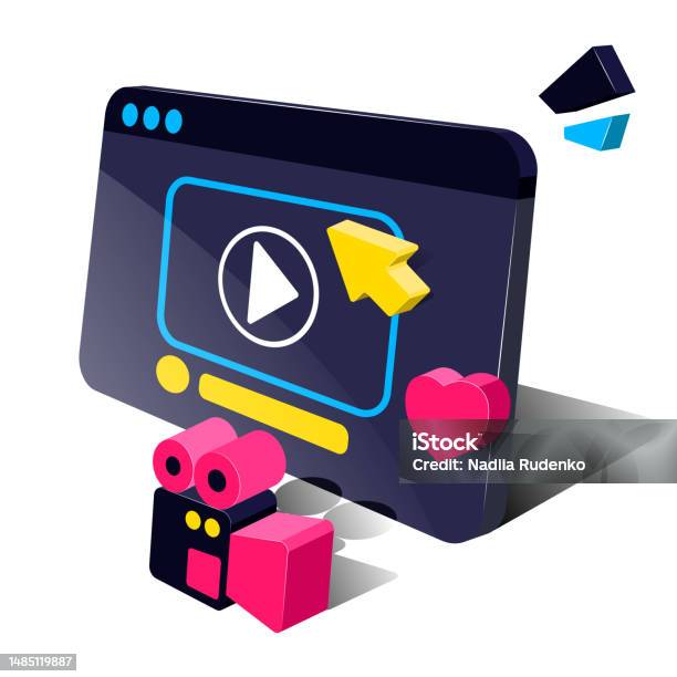Video Player Computer Video Player Online Video 3d Model Of A Computer Screen With A Video ...