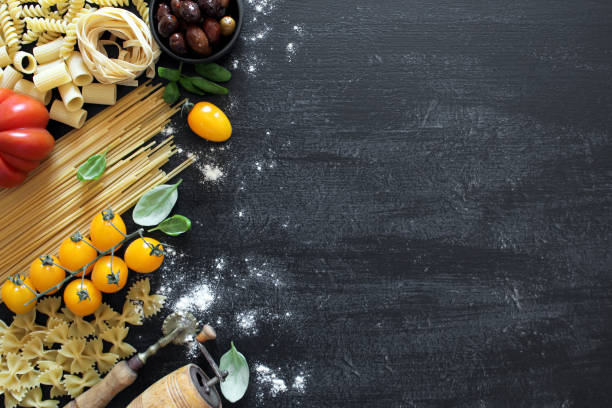 istock Italian pasta with ingredients on the table. 1485123415