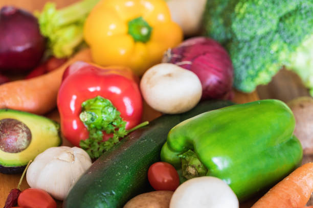 Close-Up Of Fresh Vegetables On Cutting Board