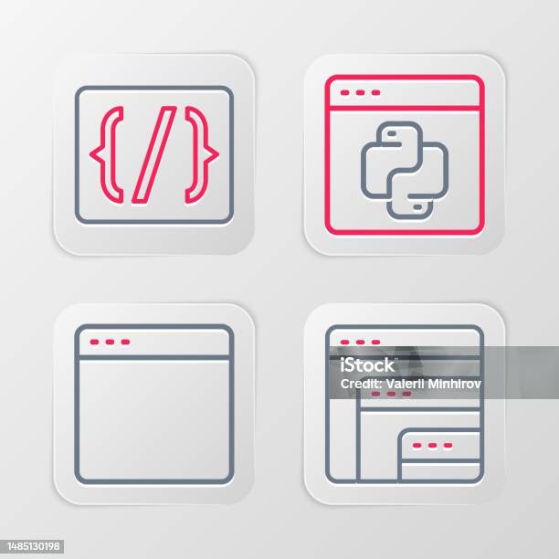 Set Line Software Jendela Browser Bahasa Pemrograman Python Dan Ikon ...