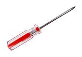 screwdriver with red and transparent handle cutout