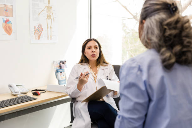 istock Healthcare professional explains a treatment plan to her patient 1485138218