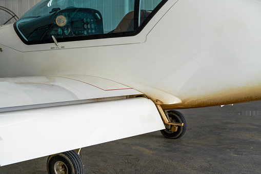 Close-up of part of the fuselage of a small aircraft