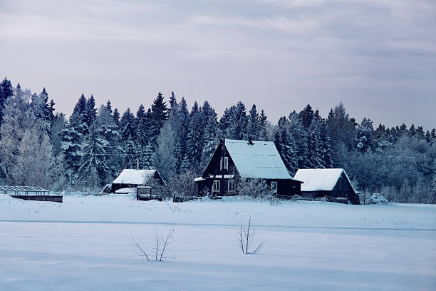 istock Russian bath at end of field with cottage 148513925