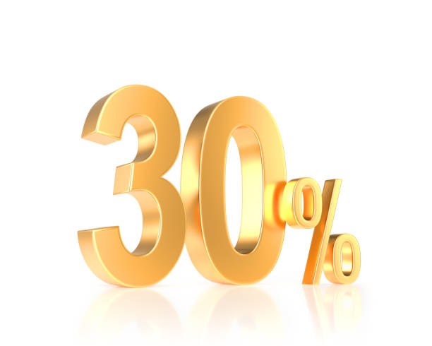 istock Golden text 30 percent 3D symbol 1485140827