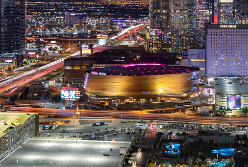 Las Vegas, United States - November 24, 2022: A picture of the T-Mobile Arena at night.