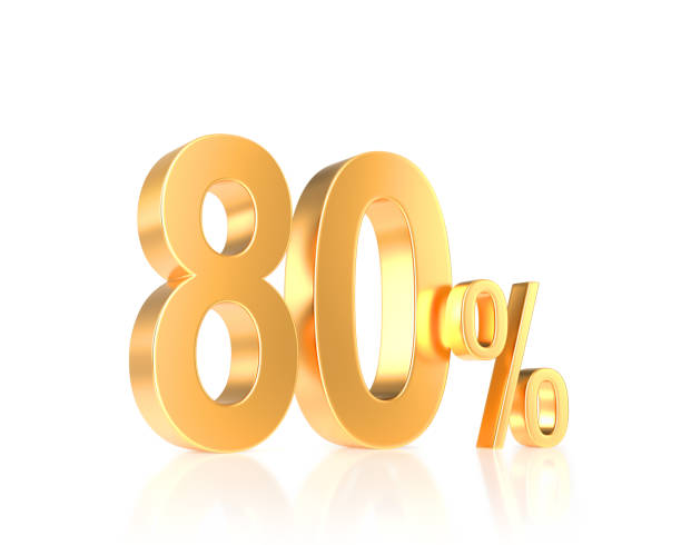 istock Golden text 80 percent 3D symbol 1485140930
