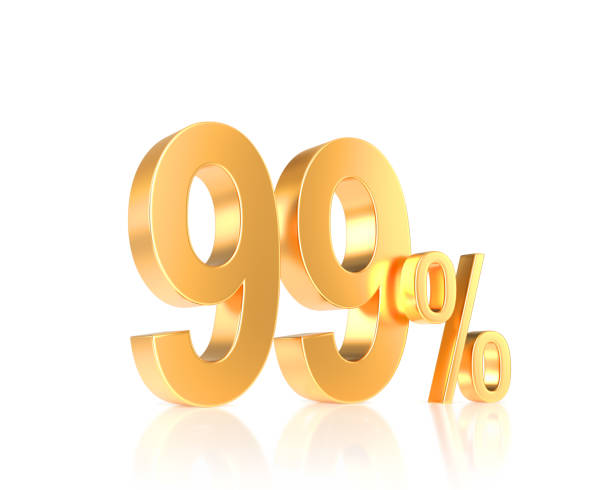 istock Golden text 99 percent 3D symbol 1485141025