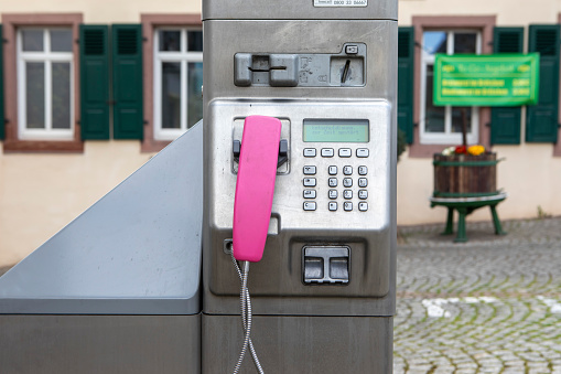 Public pay phone in Rudesheim, Germany