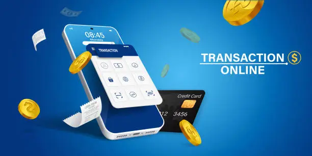 Vector illustration of mobile banking apps as they transform your smartphone into a secure payment gateway.