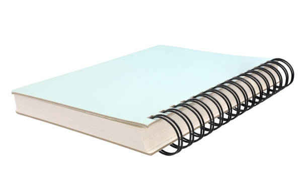 istock Green spiral notebook isolated on white background 1485146950