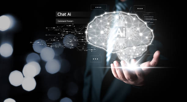 istock Man holding a Ai brain Chat with AI, Artificial Intelligence. Technology AI Concept, artificial intelligence by enter command prompt for generates something, Futuristic technology transformation. 1485151443