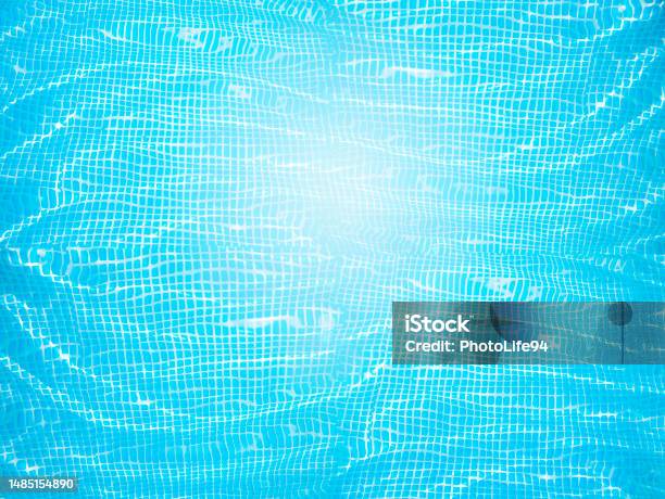 Blue Pool Water With Sunlight Reflection Abstract Background Stock Photo - Download Image Now