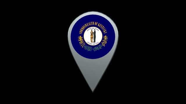 Kentucky State Flag Location Map Marker Pin With Alpha Channel Looped