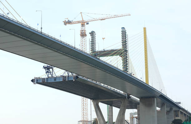 istock Suspension bridge under construction, Bangkok, Thailand. 1485157919