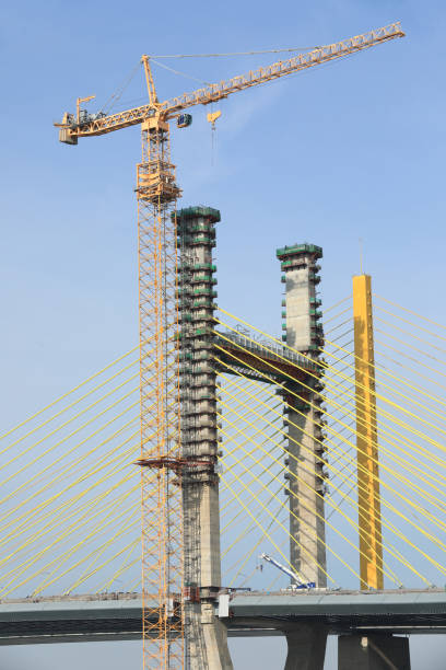 istock Suspension bridge under construction, Bangkok, Thailand. 1485157986