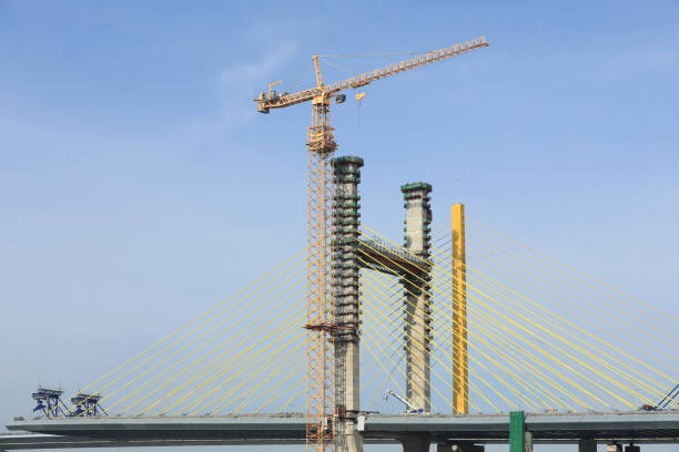 istock Suspension bridge under construction, Bangkok, Thailand. 1485158012