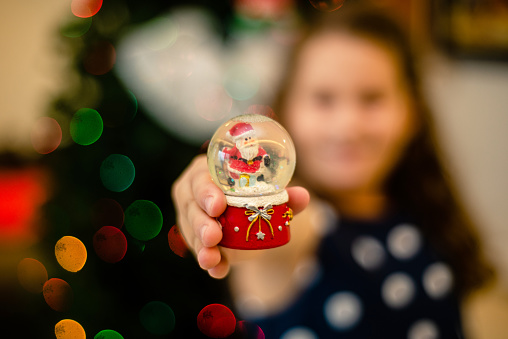 Snow globe. Santa Claus.\nToy. christmas magic. child.