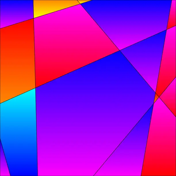 Vector illustration of Colorful polygons with stroke, cut by lines going through full frame