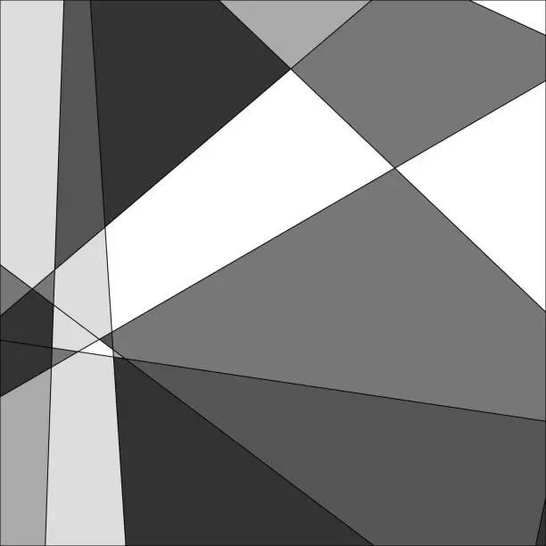 Vector illustration of Grayscale polygons split by lines