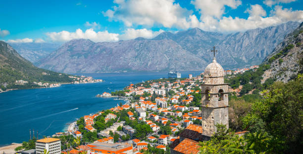 istock Panoramic landscape with old church in Kotor, Montenegro. 1485170713