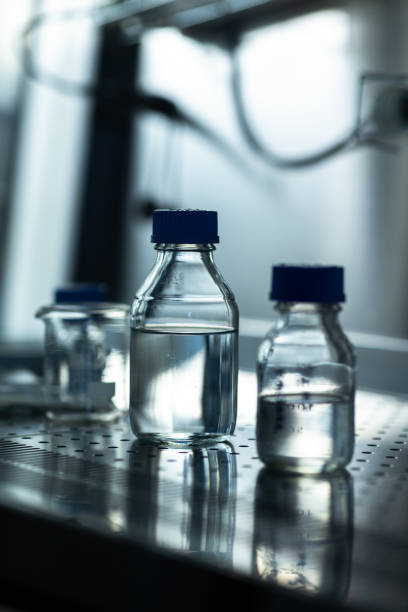 istock Research experiment glass in a flow, glove box 1485172453
