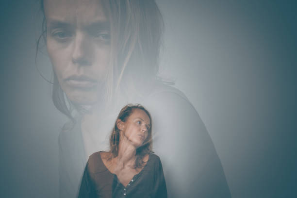 istock Depressed, anxious young woman  suffering from mental disorders, illness 1485172585