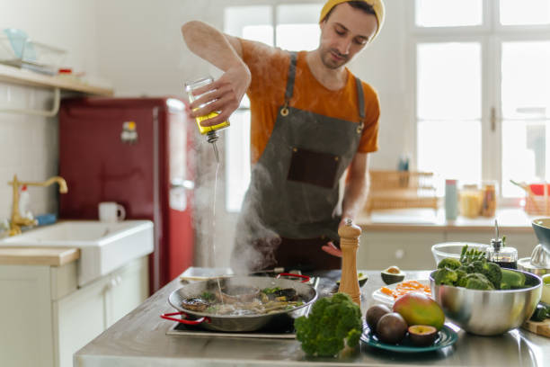 istock Young chef preparing a gourmet meal 1485173296