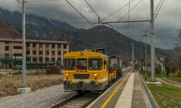 istock Working train in station in cloudy spring day in Slovenski Javornik 03 31 2023 1485173541