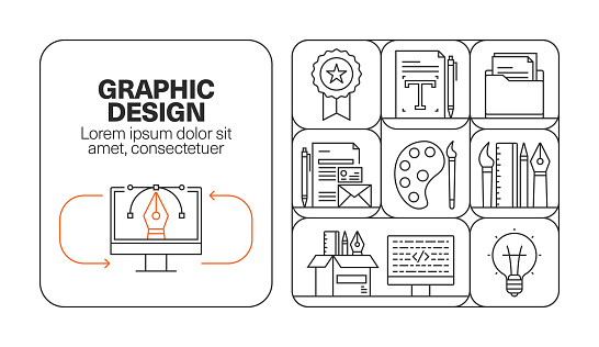 Graphic Design Banner Line Icon Set Design