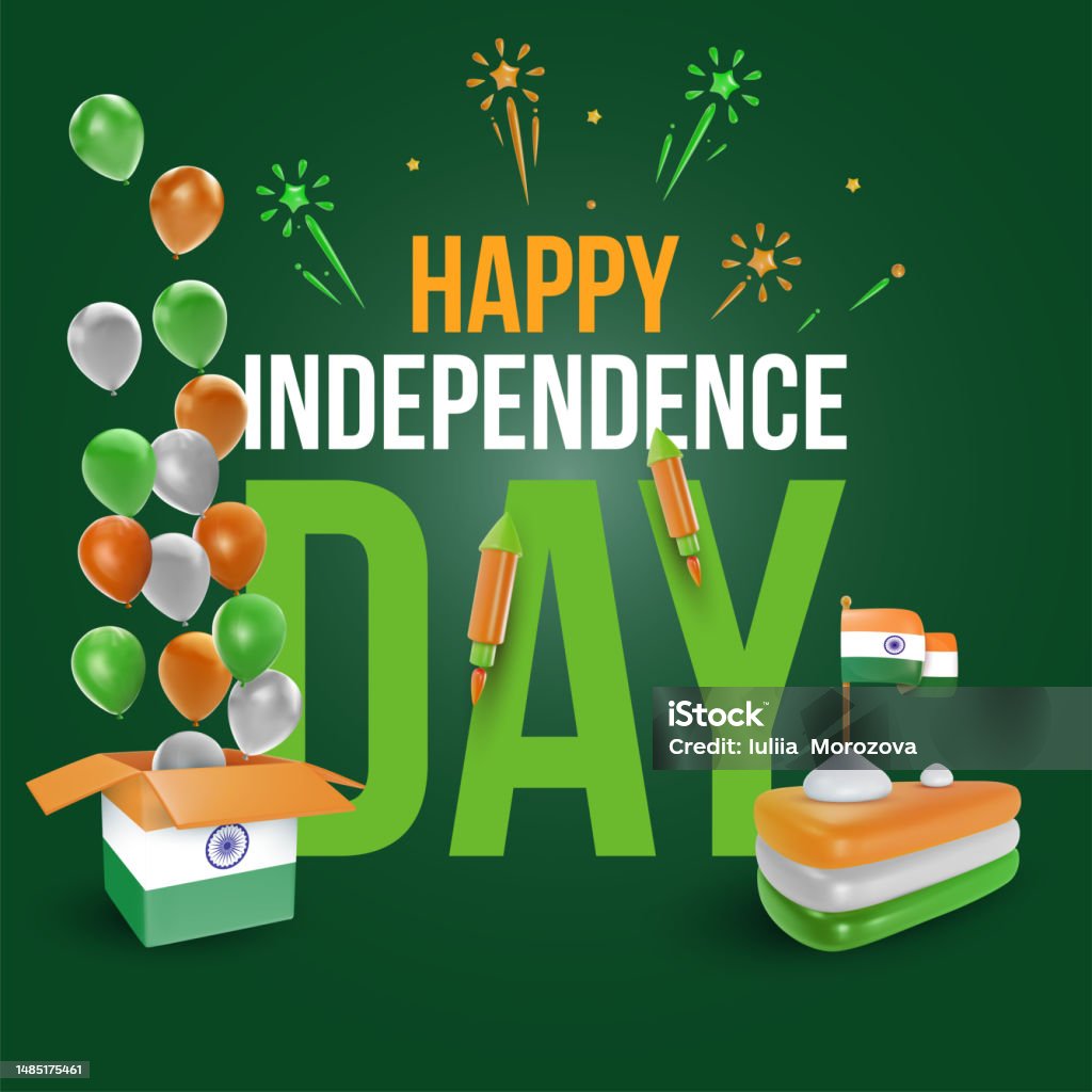 India Independence Day Minimal Concept Design In 3d Cartoon ...