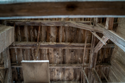 The interior of abandoned and ruined building,