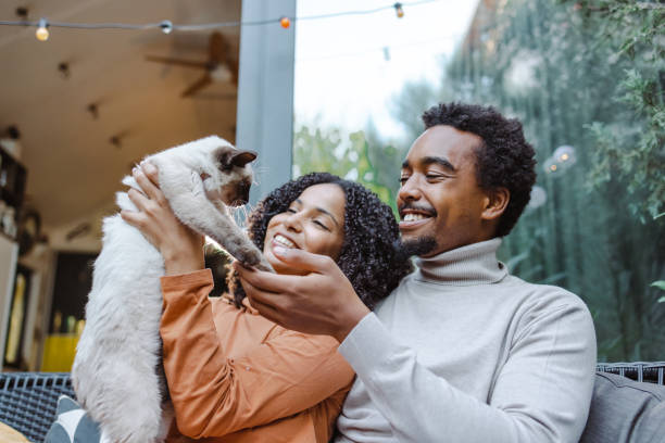 Happy couple with pet