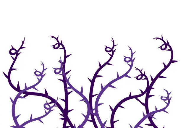 Vector illustration of Background with curling thorns. Illustration or card for party in gothic style.
