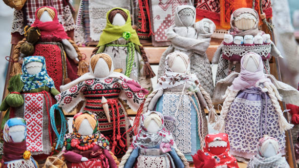 istock Slavic traditional rag dolls - amulets associated with pagan traditions. 1485189045