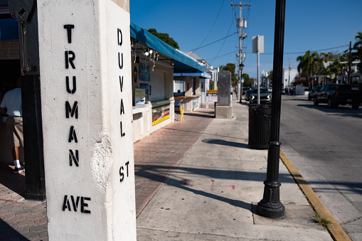 Street sign at the corner of Truman and Duval in Key West