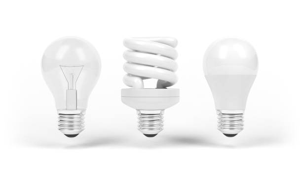 istock Light emitting diode, incandescent bulb and compact fluorescent lamp. Light bulbs isolated on white. CFL. LED. 1485202796