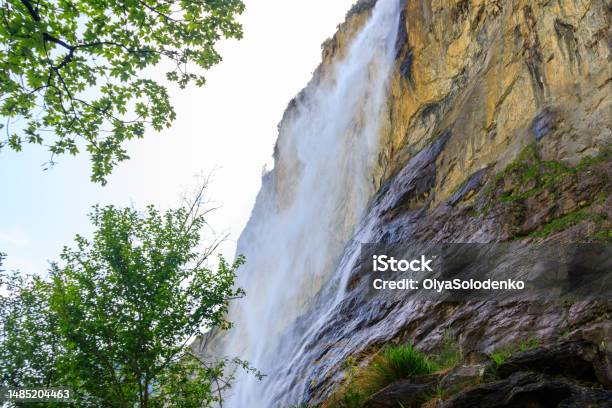View Of Staubbach Falls In Lauterbrunnen Bernese Oberland Switzerland Stock Photo - Download Image Now