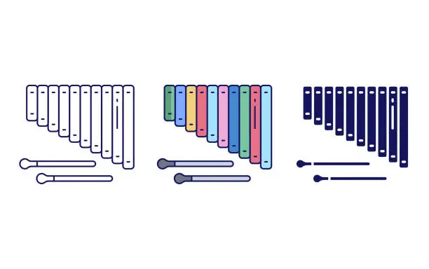 Vector illustration of Xylophone vector icon