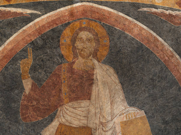 christ pantocrator bénissant avec sa main levée - domini photos et images de collection