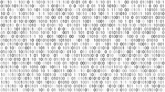 Binary computer code. White matrix of zeros and ones. Abstract digital background. Vector Illustration.