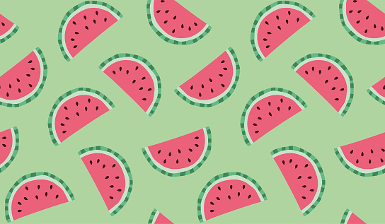 Watermelon seamless pattern. Flat design. Cartoon style. Vector illustration.