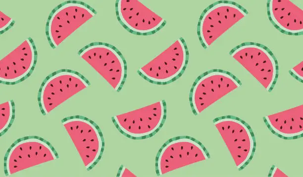 Vector illustration of Watermelon seamless pattern. Flat design. Cartoon style. Vector illustration.