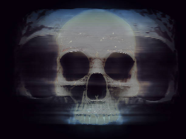 istock Vintage screen hologram of a skull - 3D Illustration 1485224632
