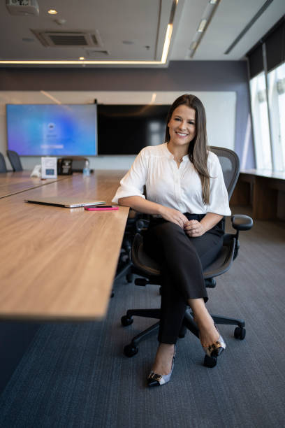 Portrait of business woman in the office stock photo